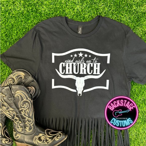 Good Girls Go To Church Fringe Tee - Picture 2 of 3